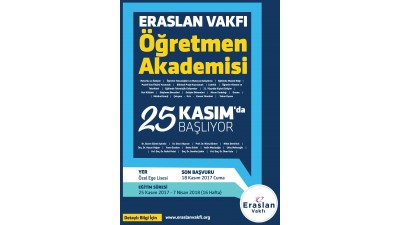 ERASLAN VAKFI ÖĞRETMEN AKADEMİSİ 25 KASIM'DA BAŞLIYOR